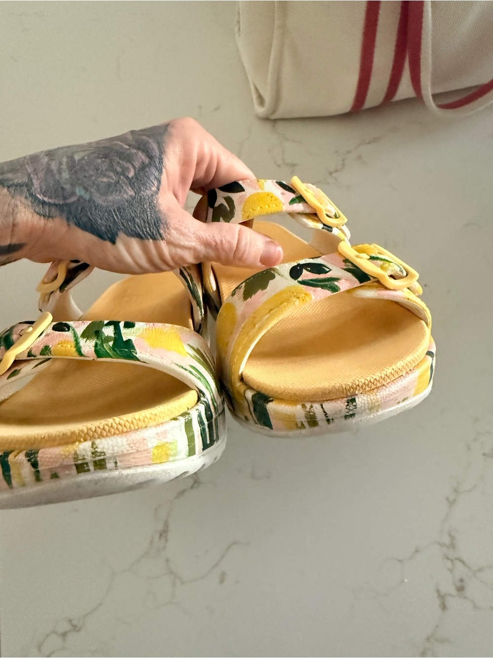 Dansko Yellow Floral Double Buckle Slide Sandals - Picture 9 of 10